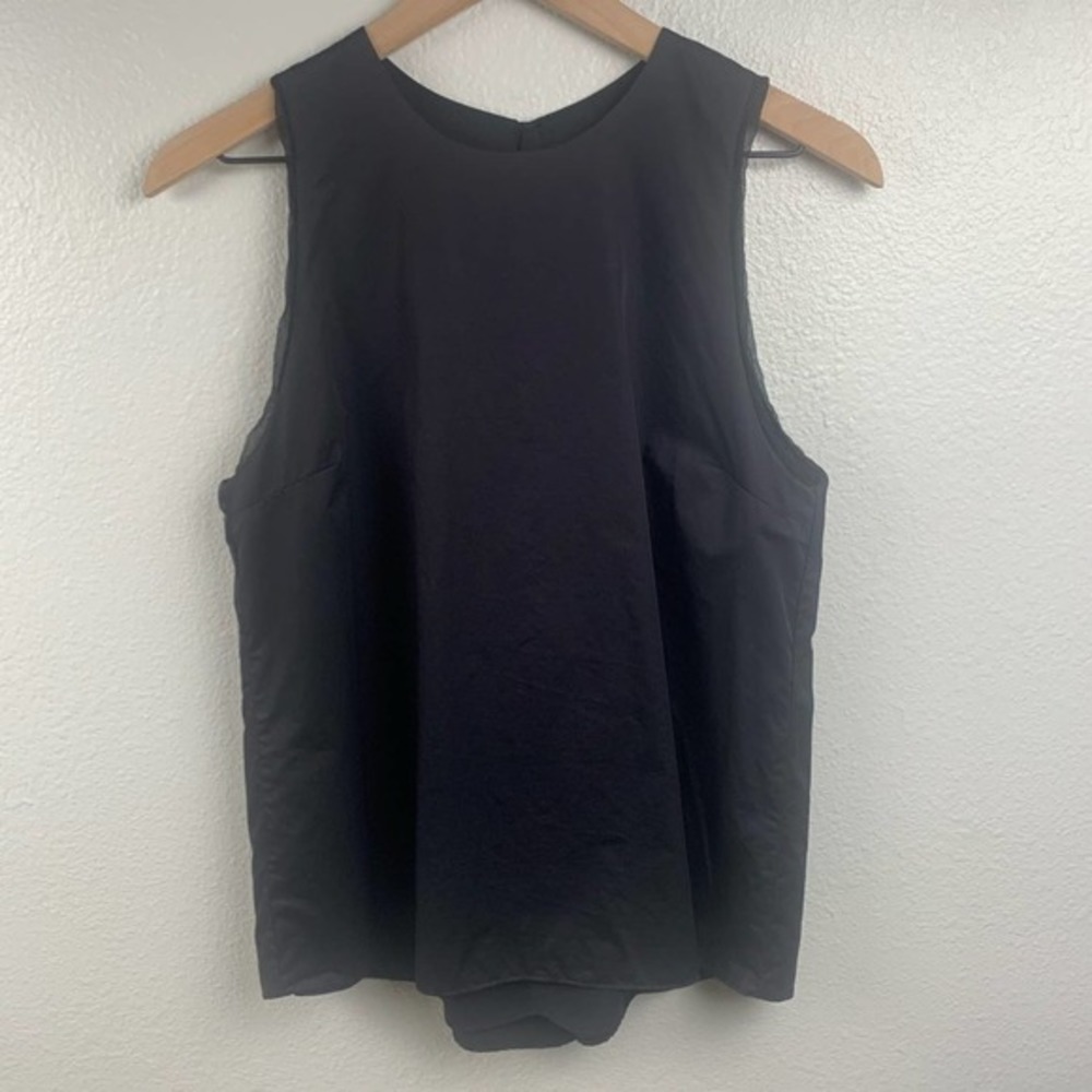 ALEXIS Black Sleeveless Structured Top Pleated Back Detail 100% cotton lined